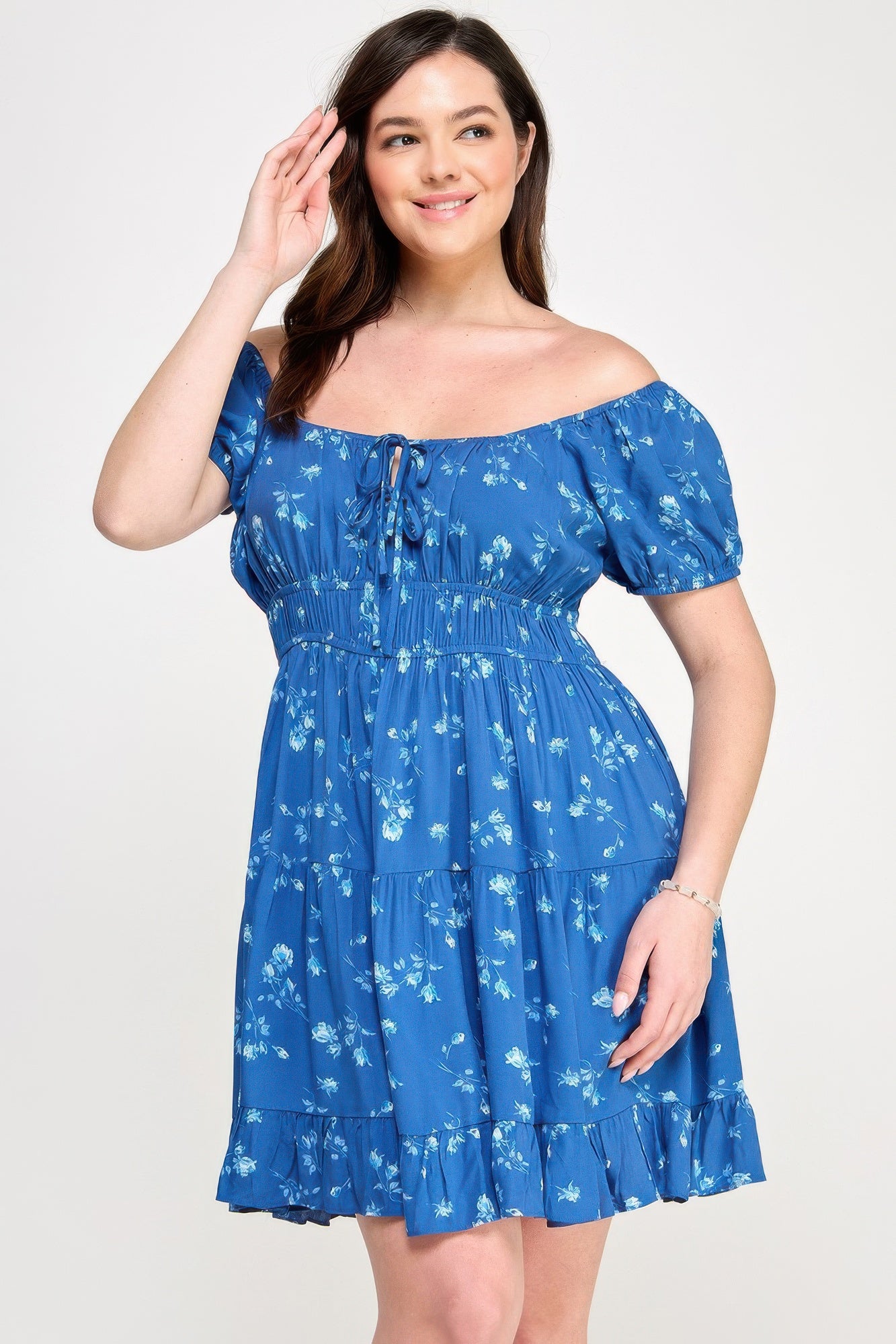 Ruffle Hem Front Tie Mini Dress -
