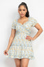 Floral Puff Sleeve Mini Dress - Blue