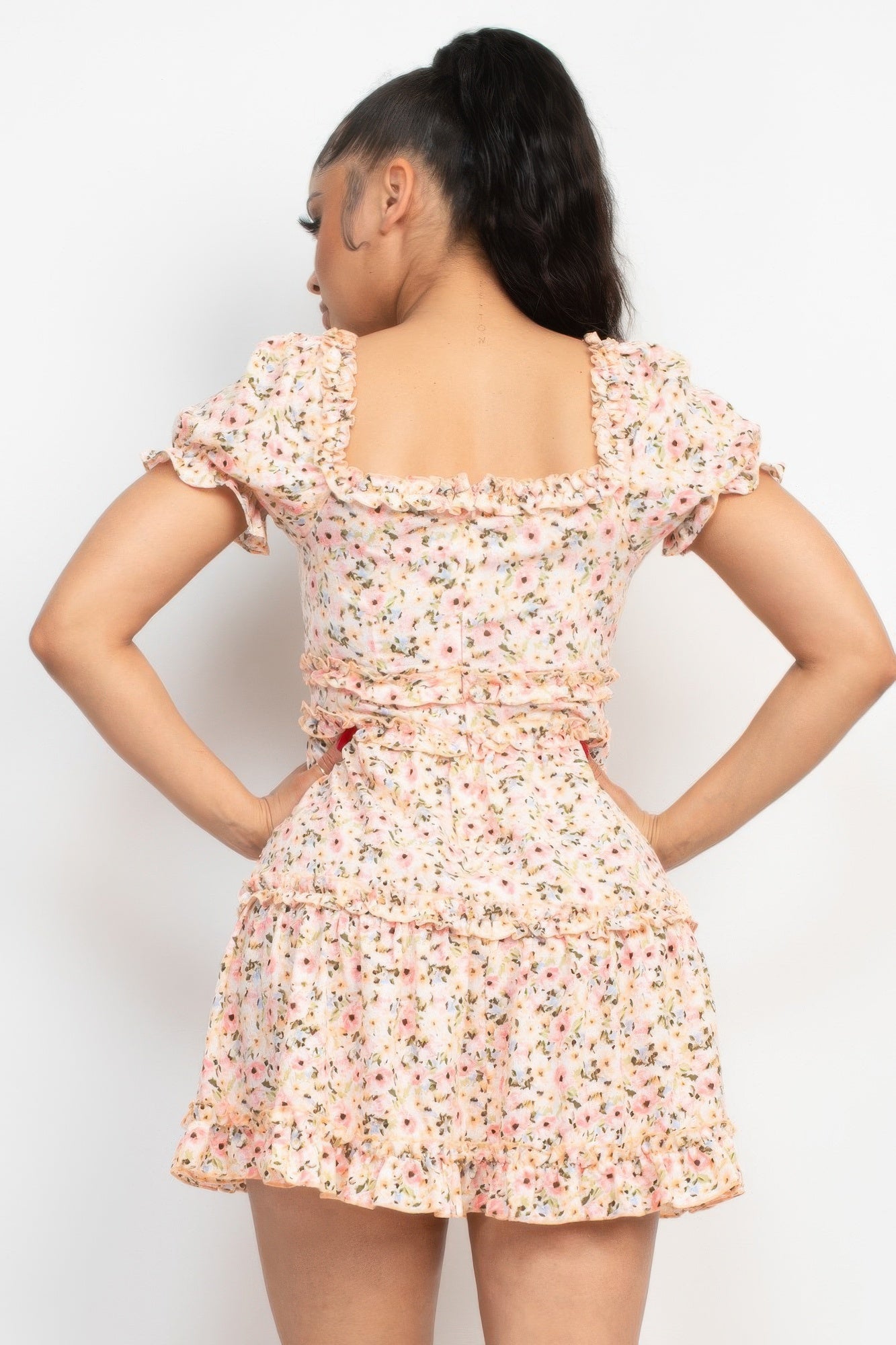 Floral Puff Sleeve Mini Dress -