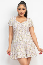 Floral Puff Sleeve Mini Dress -