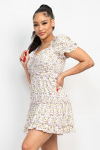 Floral Puff Sleeve Mini Dress -