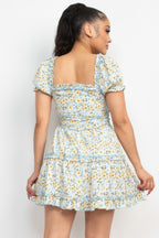 Floral Puff Sleeve Mini Dress -