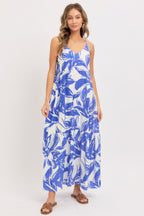 Floral Open Back Maxi Dress - L