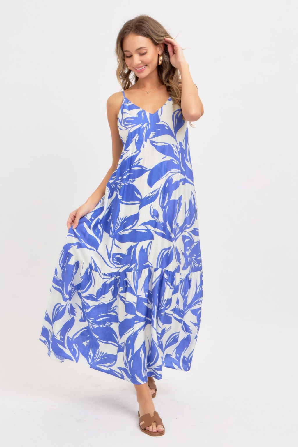 Floral Open Back Maxi Dress -