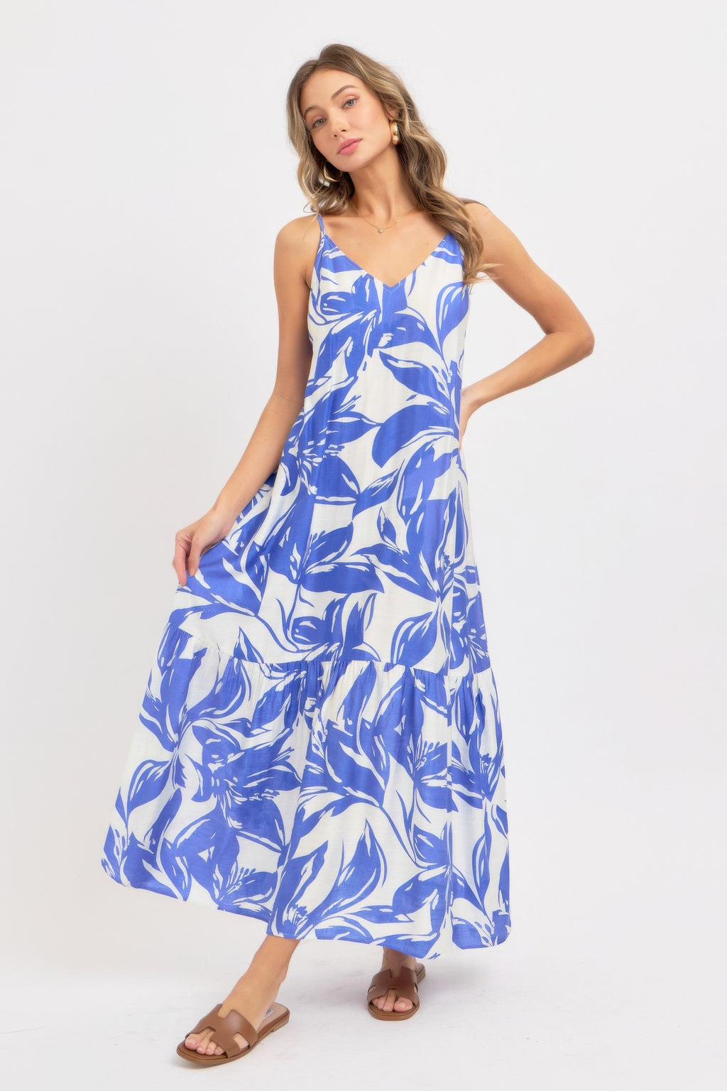 Floral Open Back Maxi Dress -