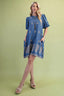 Paisley Embroidered Puff Sleeve Dress - L