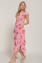 Smocked Ruffle Floral Midi Dress -