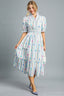 Ruffle Smocked Midi Dress - L