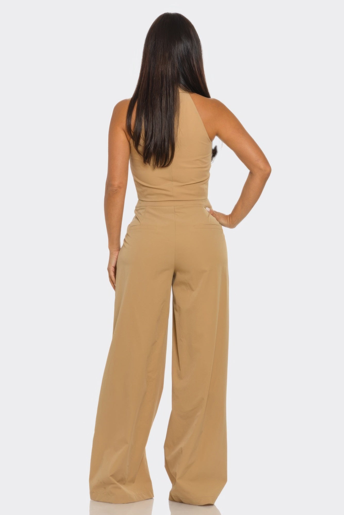 Colorblock Vest Wide Leg Set -