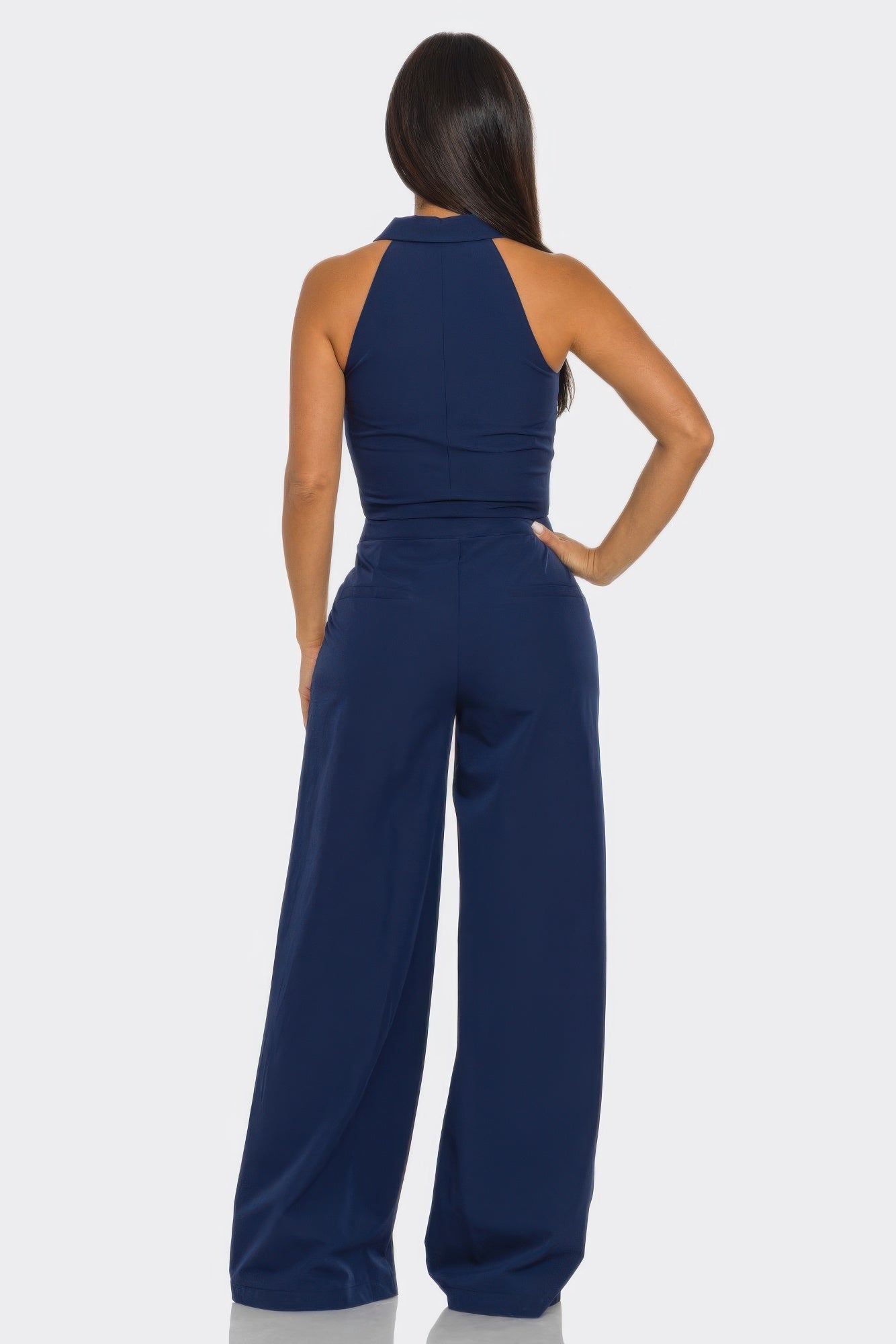 Colorblock Vest Wide Leg Set -