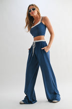 Lounge Pants Crop Top Set -