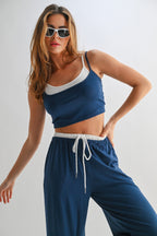 Lounge Pants Crop Top Set -