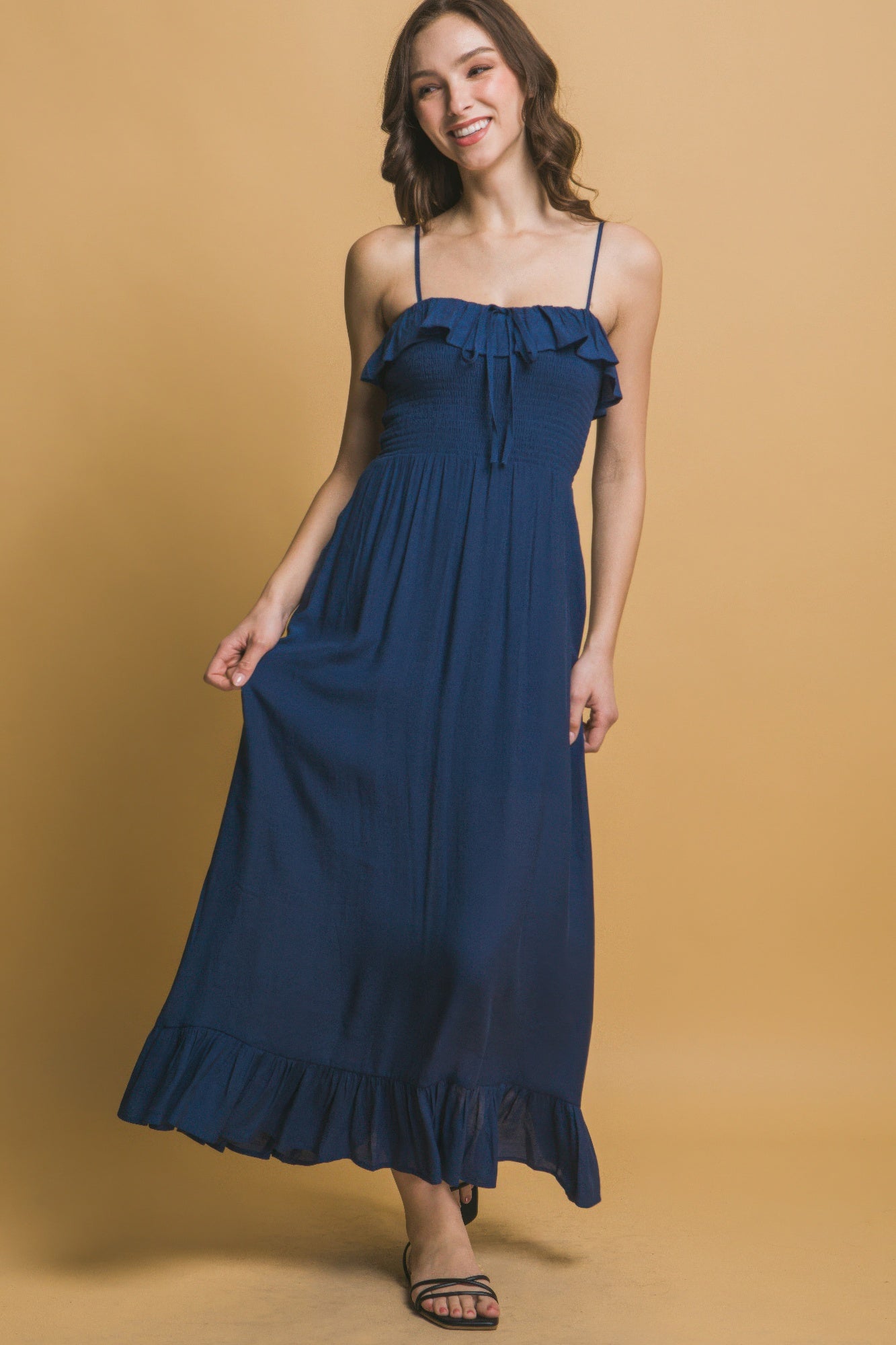 Ruffle Trim Smocked Maxi Dress Secondary image