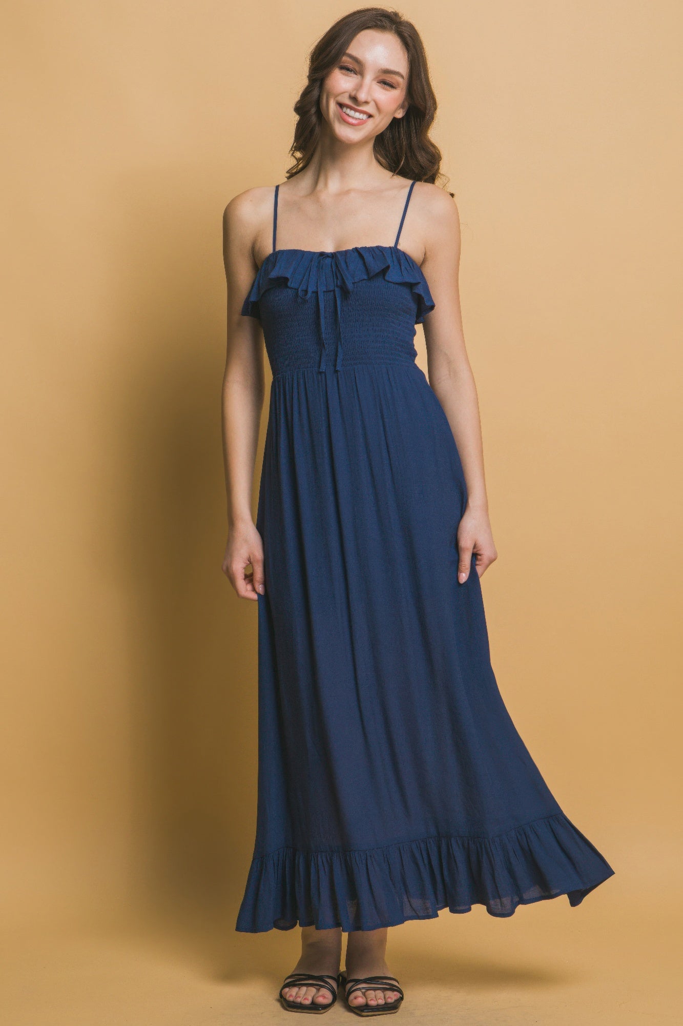 Ruffle Trim Smocked Maxi Dress - Main image
