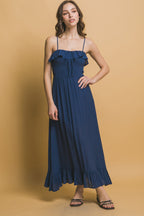 Ruffle Trim Smocked Maxi Dress -
