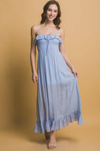 Ruffle Trim Smocked Maxi Dress -