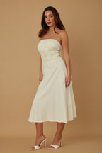 Floral Appliqu?? Strapless Midi Dress -
