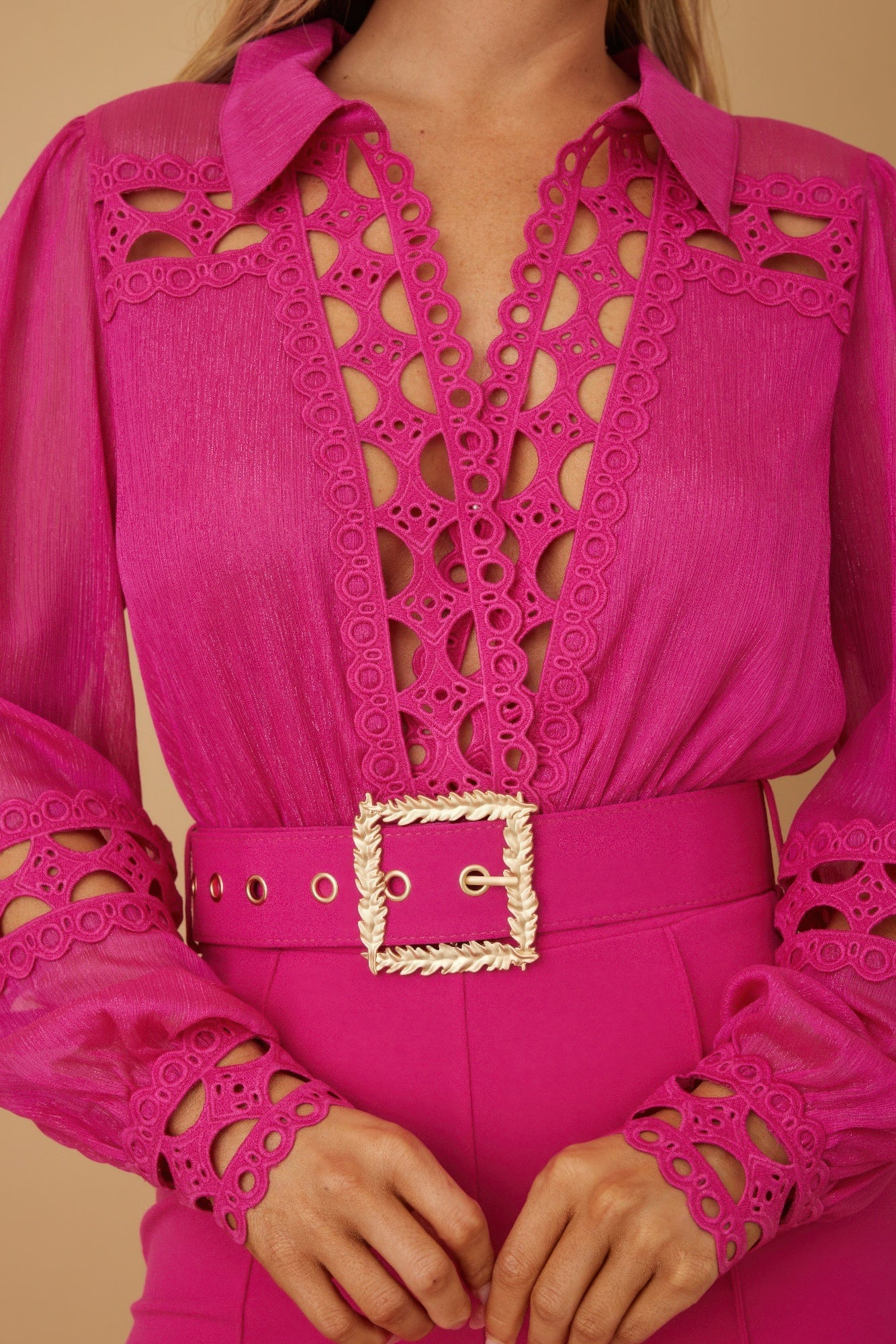 Crochet Detail Woven Jumpsuit -