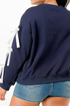 Bow Sleeve Pullover Sweatshirt -