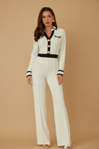 Button Trio Tailored Jumpsuit - L