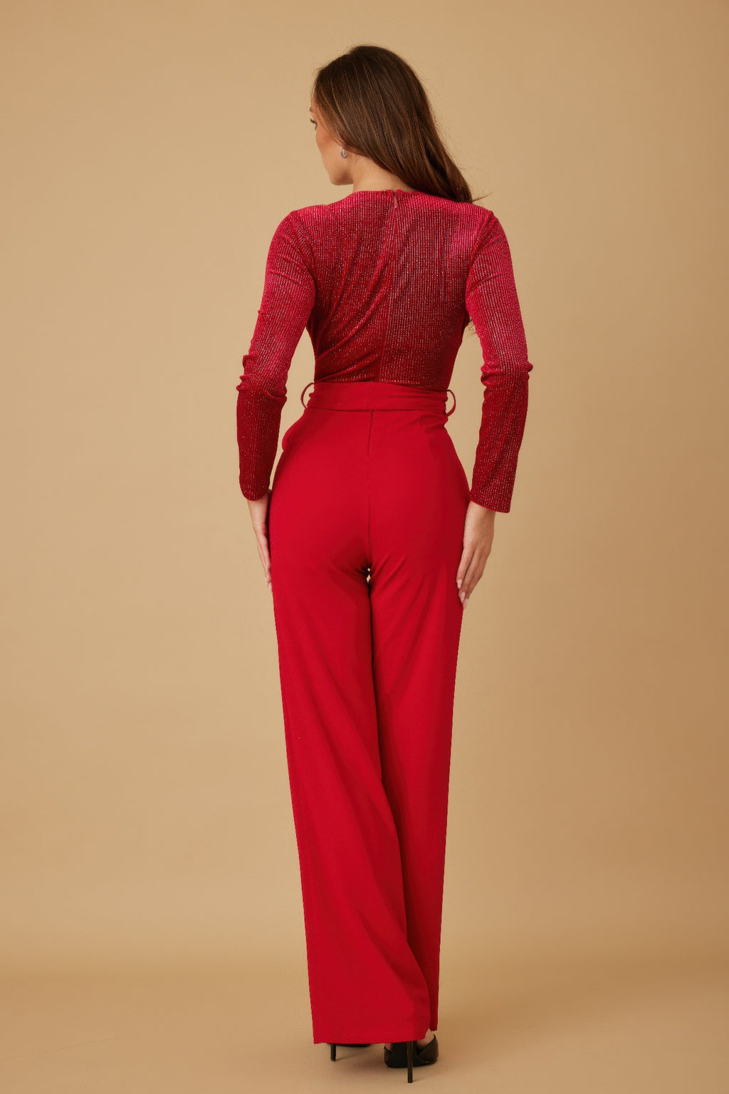 Velvet Wrap Top Evening Jumpsuit -
