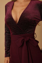 Velvet Wrap Top Evening Jumpsuit -