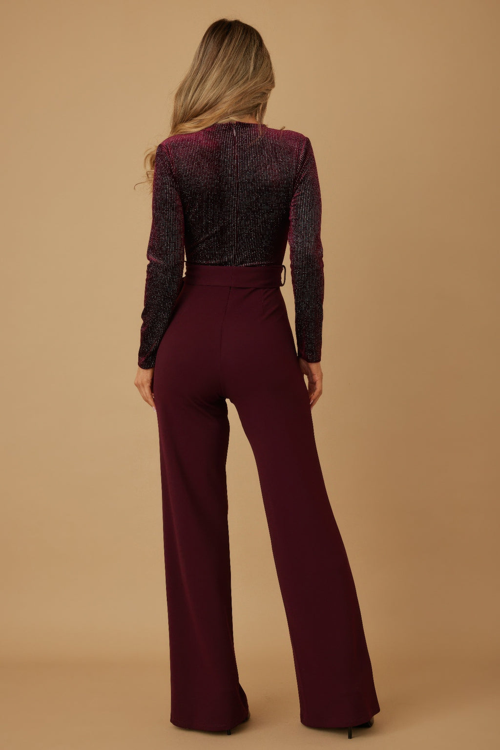 Velvet Wrap Top Evening Jumpsuit -