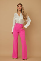 High Waist Belted Flared Pants - Ultra Passion
