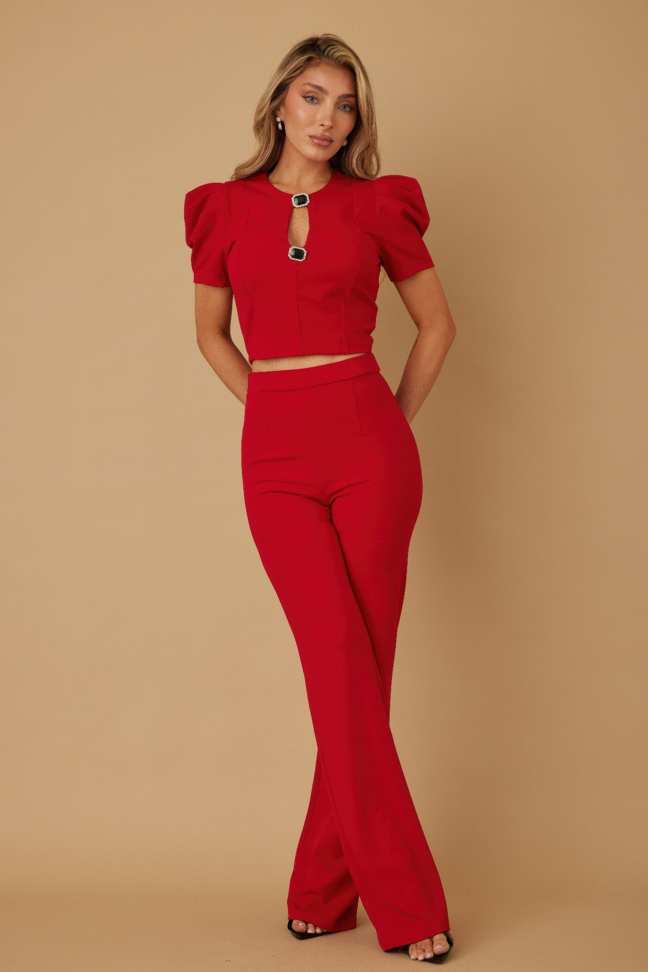 Puff Sleeve Jewel Detail Set -