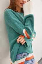 Colorblock Cutout Soft Knit Sweater -