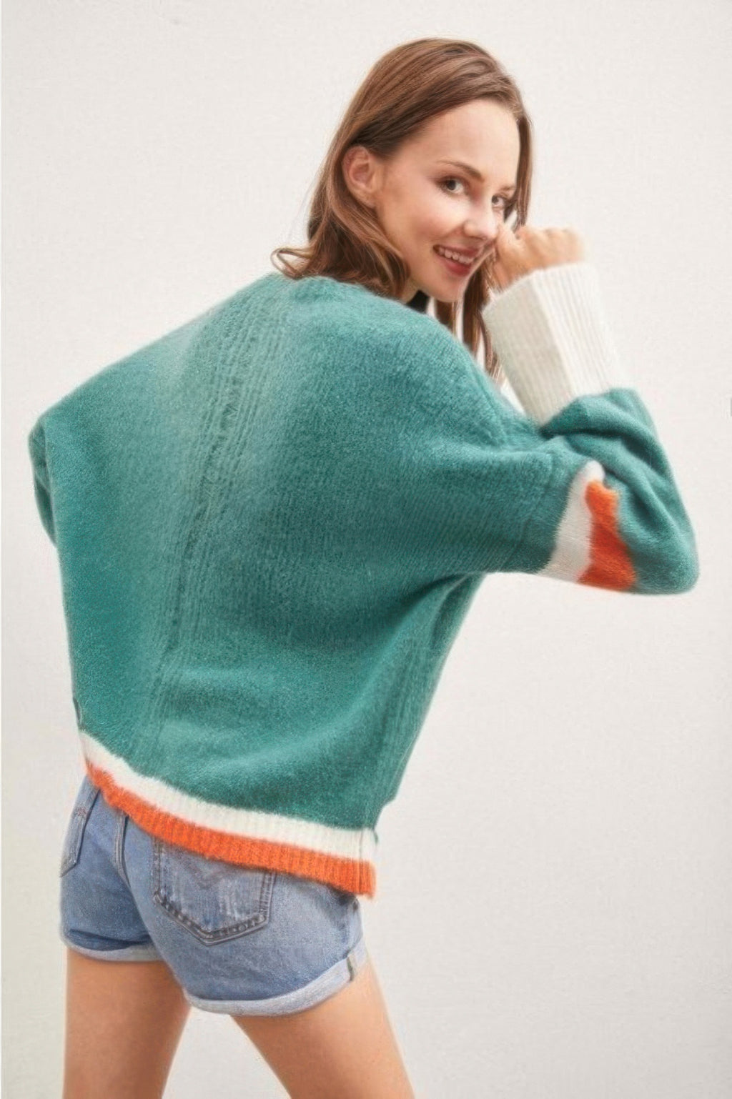 Colorblock Cutout Soft Knit Sweater -