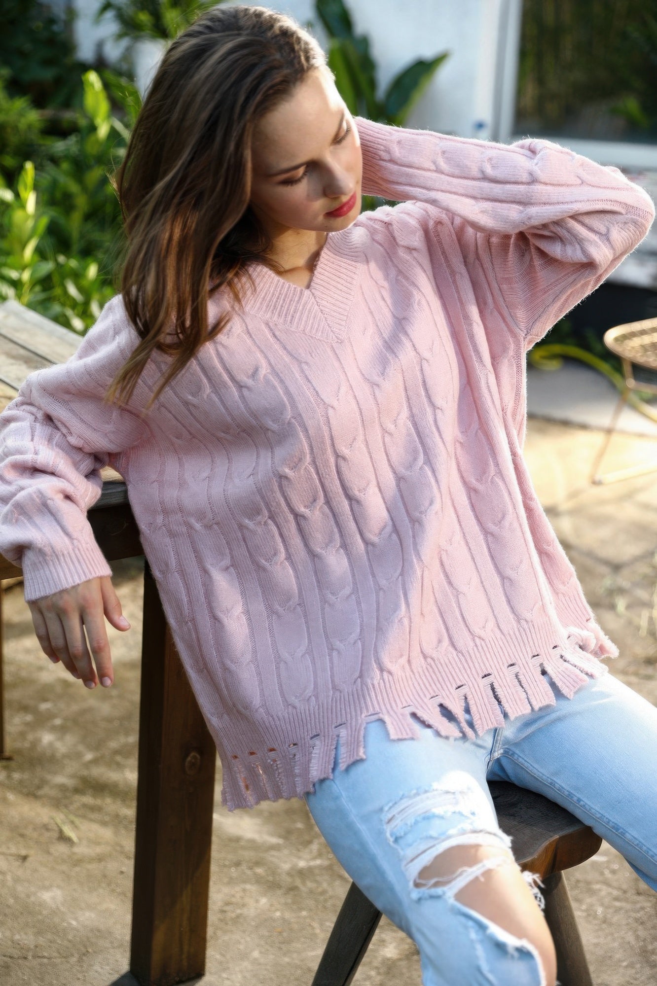 Fringe Hem Knit Sweater Secondary image
