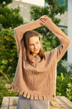 Fringe Hem Knit Sweater - Mocha