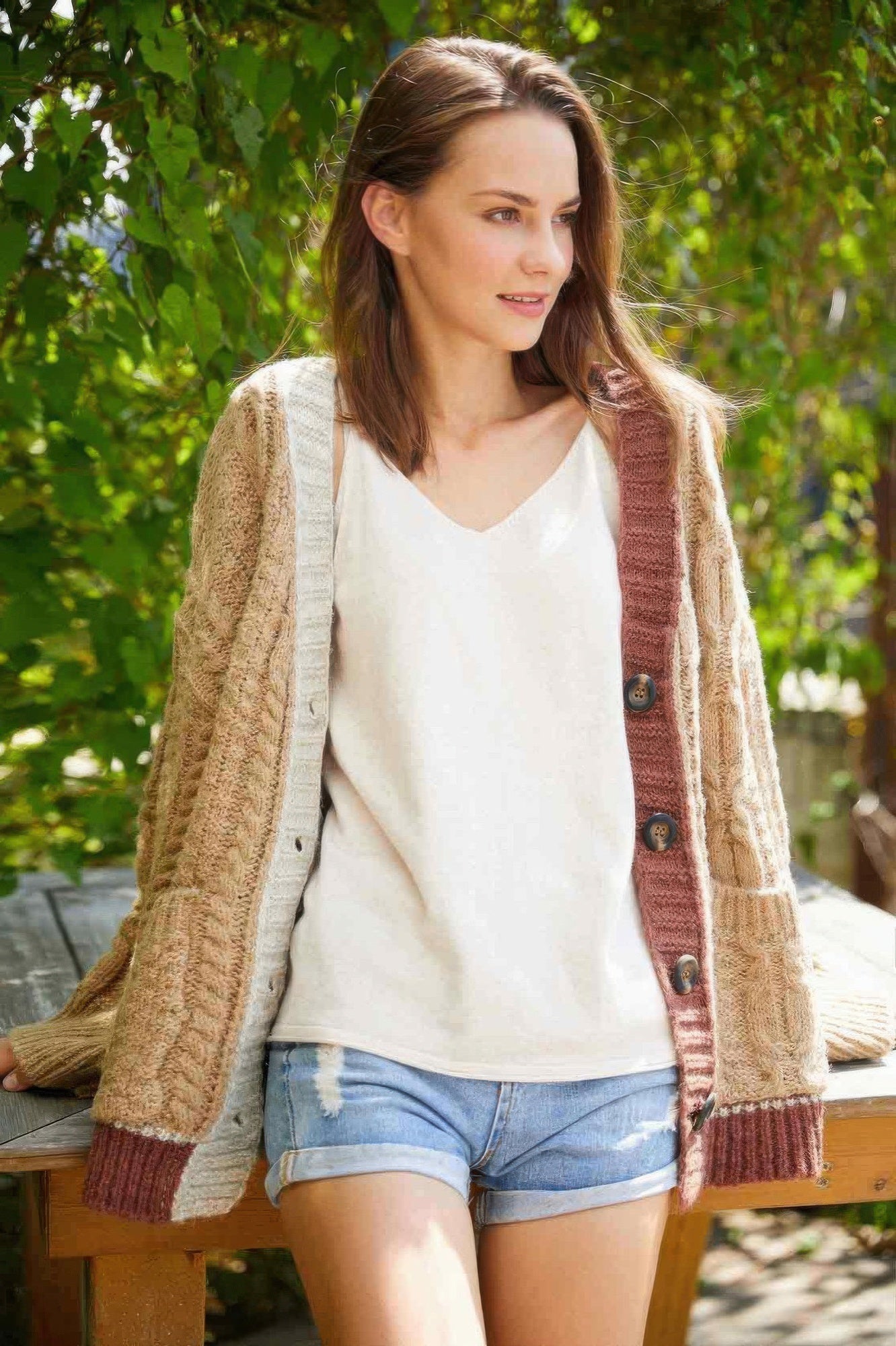 Contrast Trim Knit Cardigan - Main image