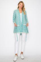 Open Wool Belted Pocket Cardigan -
