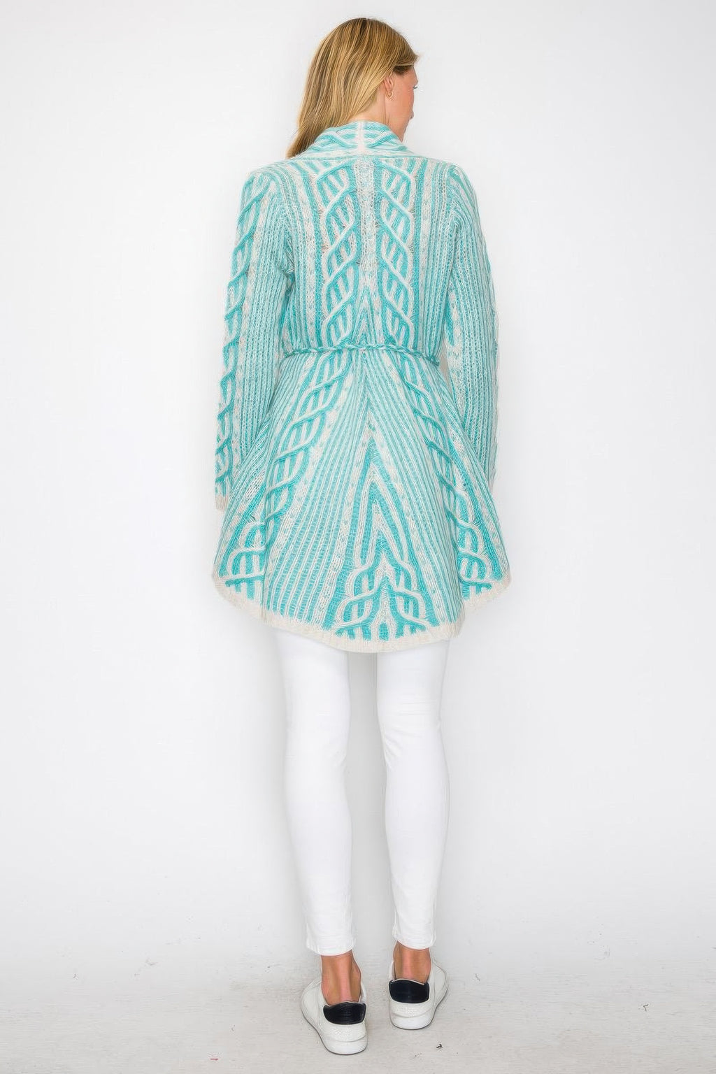 Open Wool Belted Pocket Cardigan -