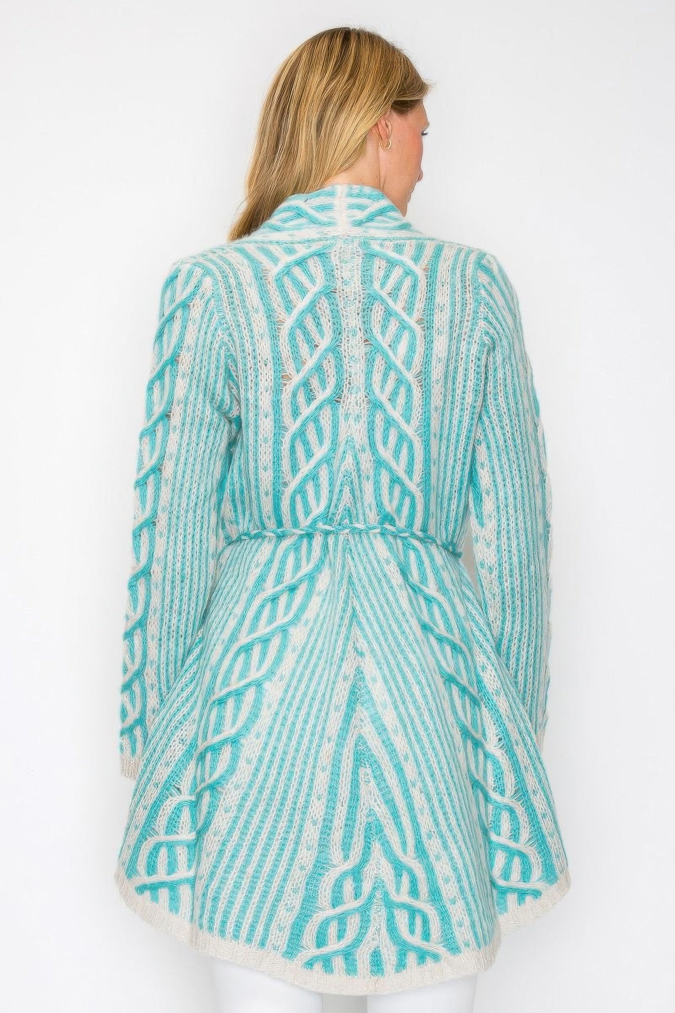 Open Wool Belted Pocket Cardigan -