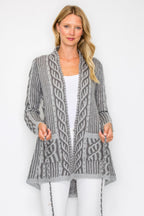 Open Wool Belted Pocket Cardigan -
