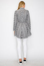 Open Wool Belted Pocket Cardigan -