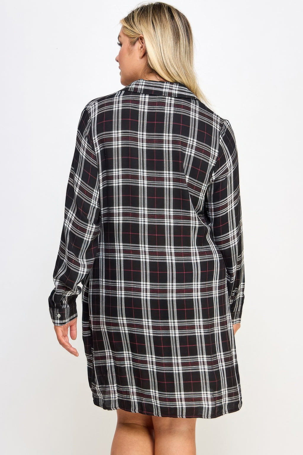 Plaid Side Tie Shirt Dress -