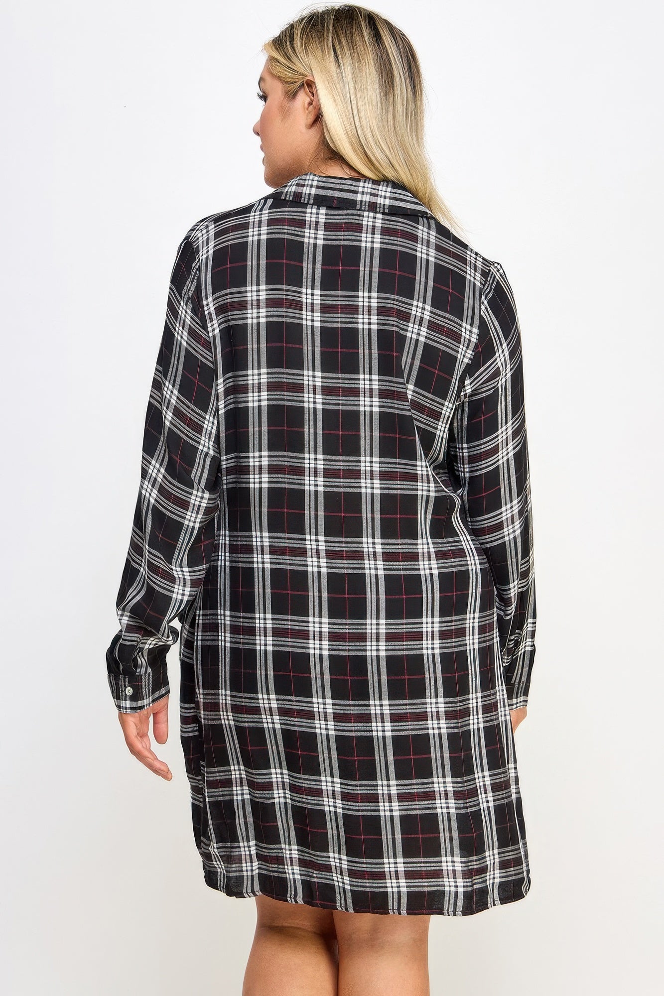 Plaid Side Tie Shirt Dress -