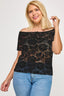 Off Shoulder Lace Scallop Blouse - Black