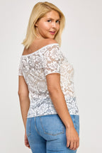 Off Shoulder Lace Scallop Blouse -