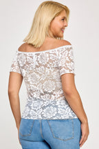 Off Shoulder Lace Scallop Blouse -