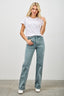High Rise Faded Straight Leg Jeans - 15