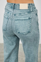 High Rise Faded Straight Leg Jeans -