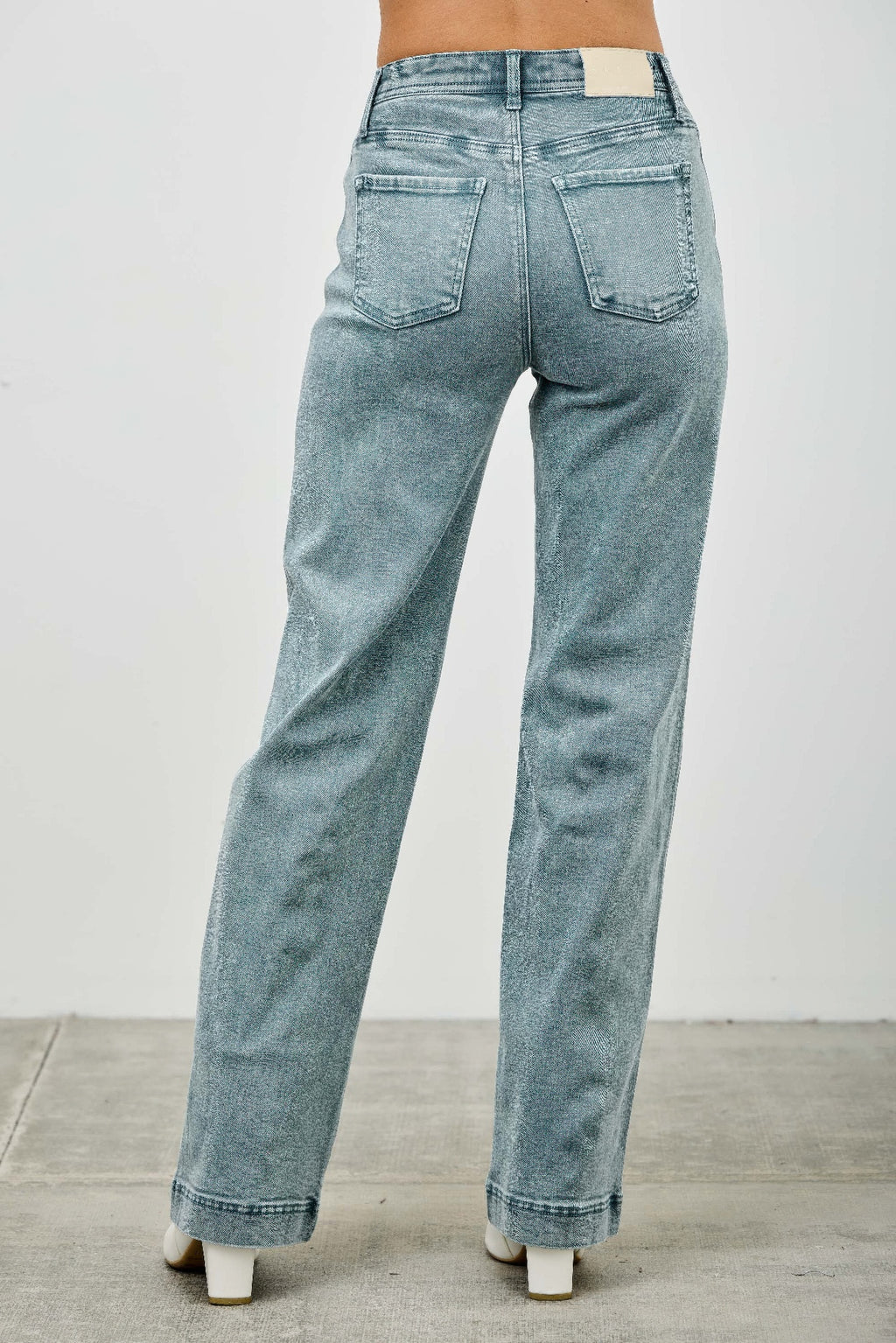 High Rise Faded Straight Leg Jeans -