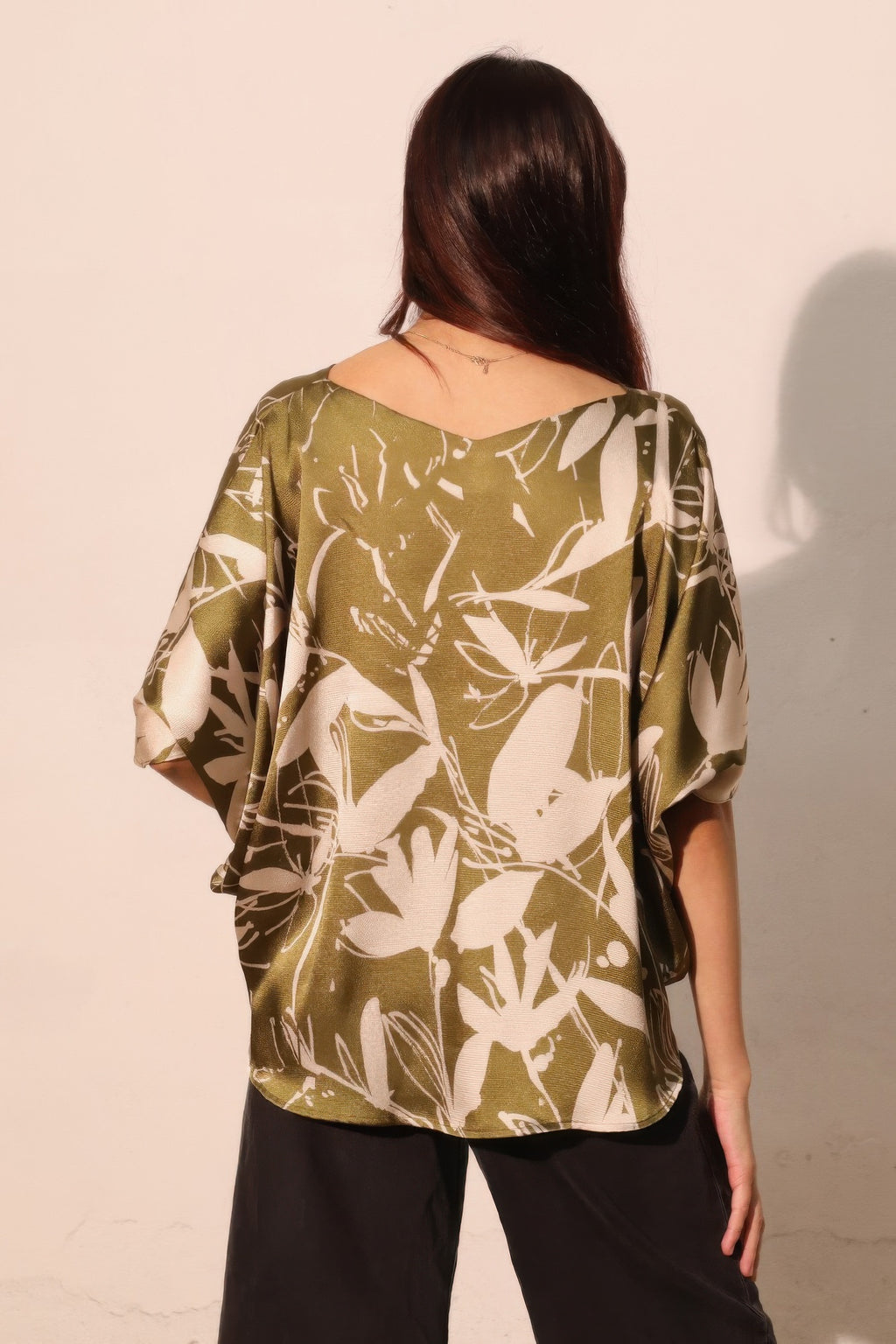 Dolman Drawstring Dreaming Lily Satin Blouse -