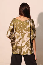 Dolman Drawstring Dreaming Lily Satin Blouse -