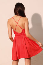 Washed Satin Crepe Skater Cami Dress -